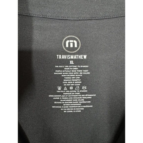 Travis Mathew 1/4 Zip Pullover Mens XL Black Stripe Mock Neck Stretch Activewear - Picture 3 of 6